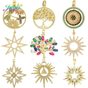 18K Plated Evil Eye Star Tree Of Life Pendant for DIY Jewelry