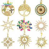 18K Plated Evil Eye Star Tree Of Life Pendant for DIY Jewelry
