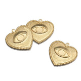 10Pcs Raw Brass Heart Turkey Eye Pendant Charms for Jewelry Making