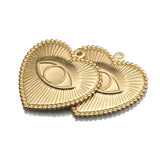 10Pcs Raw Brass Heart Turkey Eye Pendant Charms for Jewelry Making
