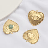 10Pcs Raw Brass Heart Turkey Eye Pendant Charms for Jewelry Making