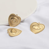 10Pcs Raw Brass Heart Turkey Eye Pendant Charms for Jewelry Making