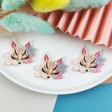 10pcs Flowers Fox Acrylic Charms for Jewelry Making Keychain Earring