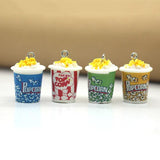 10pcs 3D Popcorn Resin Earring Charms Cinema Snack Food Pendants DIY Jewelry