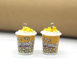 10pcs 3D Popcorn Resin Earring Charms Cinema Snack Food Pendants DIY Jewelry