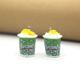 10pcs 3D Popcorn Resin Earring Charms Cinema Snack Food Pendants DIY Jewelry