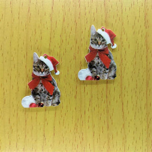 10pcs Acrylic Cat Charm Christmas Hat Animal Pet for Jewelry Making