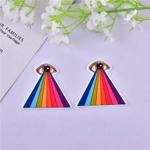 10pcs EYE Rainbow Heart CREEPY Arcylic Charms DIY Jewelry Making