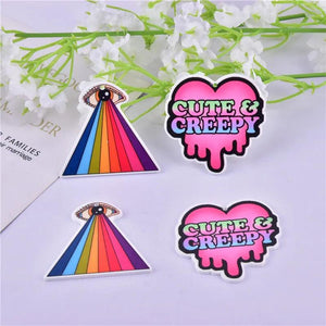 10pcs EYE Rainbow Heart CREEPY Arcylic Charms DIY Jewelry Making