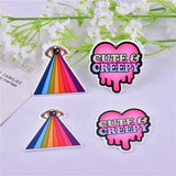10pcs EYE Rainbow Heart CREEPY Arcylic Charms DIY Jewelry Making