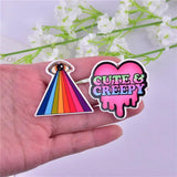 10pcs EYE Rainbow Heart CREEPY Arcylic Charms DIY Jewelry Making