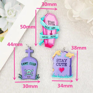 12Pcs Pastel Goth Halloween Charms Coffin Tomb Acrylic Jewelry Findings