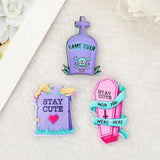 12Pcs Pastel Goth Halloween Charms Coffin Tomb Acrylic Jewelry Findings