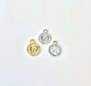 30Pcs/Bag Dangling Head Coin Zinc Alloy Charms Pendant 2 Colors
