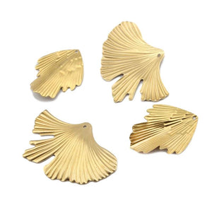 10pcs Raw Brass Ginkgo Biloba Leaf Charms for DIY Jewelry Making