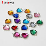 50Pcs Rose Plastic Drill Heart Charm Pendants Jewelry Making Findings