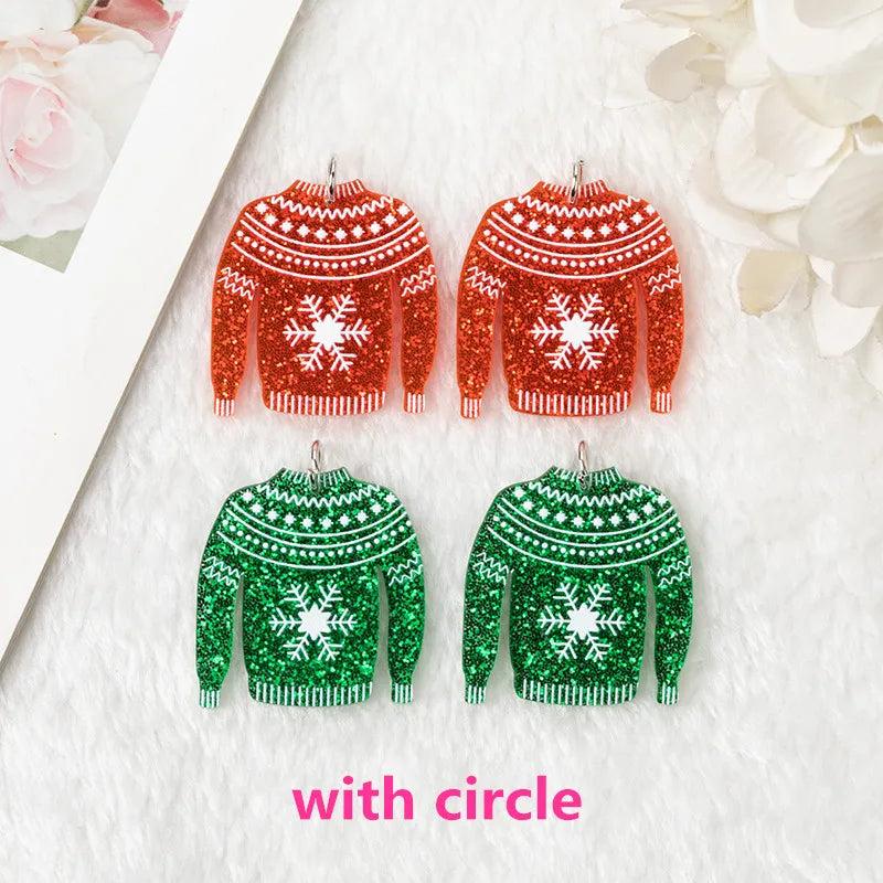 10Pcs Christmas Charms Sweater Snowflake Acrylic Findings Jewelry Diy