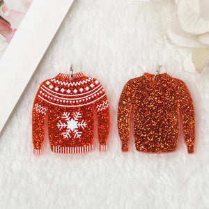 10Pcs Christmas Charms Sweater Snowflake Acrylic Findings Jewelry Diy