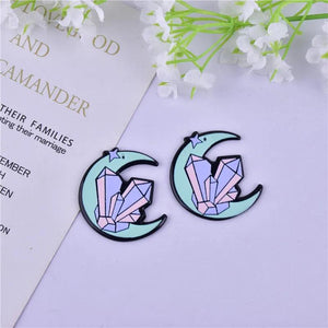 10pcs Moon Flower Glass Crystal Charms for DIY Keychain Earring