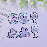 10pcs Moon Flower Glass Crystal Charms for DIY Keychain Earring
