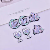 10pcs Moon Flower Glass Crystal Charms for DIY Keychain Earring