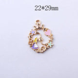 10pcs Alice Girl Flower Wreath Enamel Charms DIY Pendant