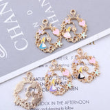 10pcs Alice Girl Flower Wreath Enamel Charms DIY Pendant