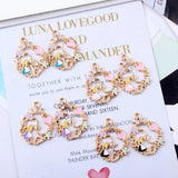 10pcs Alice Girl Flower Wreath Enamel Charms DIY Pendant