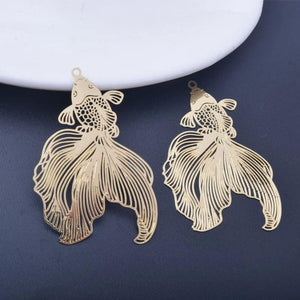 6pcs 49*32mm Light Fish Charms Silver Pendant Brass Jewelry