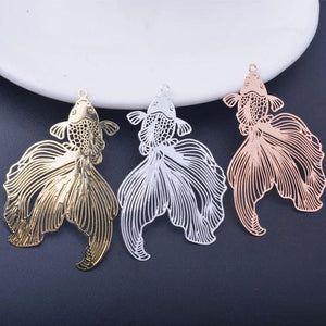 6pcs 49*32mm Light Fish Charms Silver Pendant Brass Jewelry