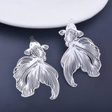 6pcs 49*32mm Light Fish Charms Silver Pendant Brass Jewelry