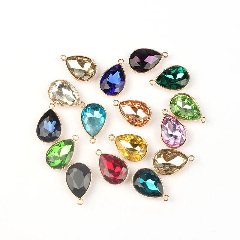 Alloy Colorful Crystal Water Drop Charms 12pcs 23*15MM DIY Accessories