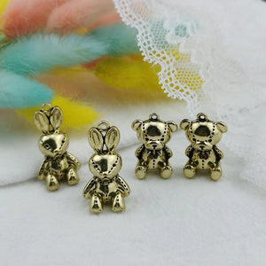 3D Bear Rabbit Stud Earrings For Women Vintage Charm Animal Jewelry