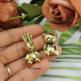 3D Bear Rabbit Stud Earrings For Women Vintage Charm Animal Jewelry