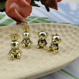 3D Bear Rabbit Stud Earrings For Women Vintage Charm Animal Jewelry