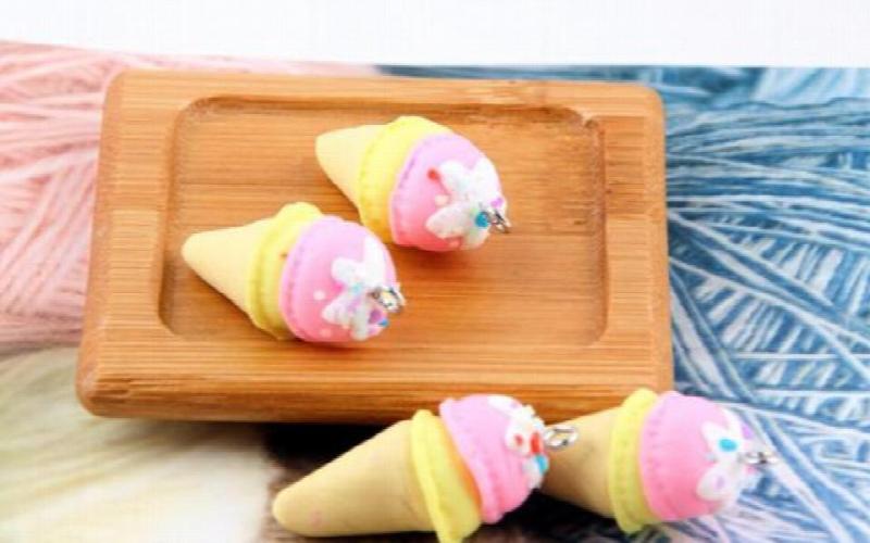 10pcs 3D Ice cream Resin Charms Earring Pendant DIY Craft 15*35mm