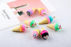 10pcs 3D Ice cream Resin Charms Earring Pendant DIY Craft 15*35mm