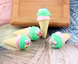 10pcs 3D Ice cream Resin Charms Earring Pendant DIY Craft 15*35mm