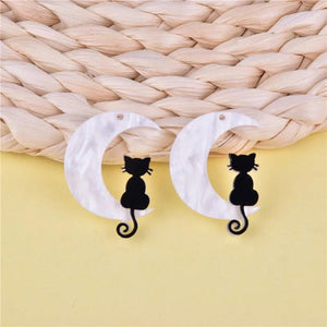 10pcs Moon Cat Resin Charms for DIY Jewelry Making
