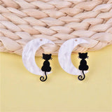10pcs Moon Cat Resin Charms for DIY Jewelry Making