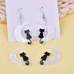10pcs Moon Cat Resin Charms for DIY Jewelry Making