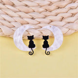 10pcs Moon Cat Resin Charms for DIY Jewelry Making