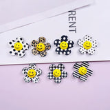 10pcs Acrylic Plaid Leopard Smiling Face Flower Hairpin DIY