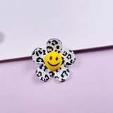 10pcs Acrylic Plaid Leopard Smiling Face Flower Hairpin DIY