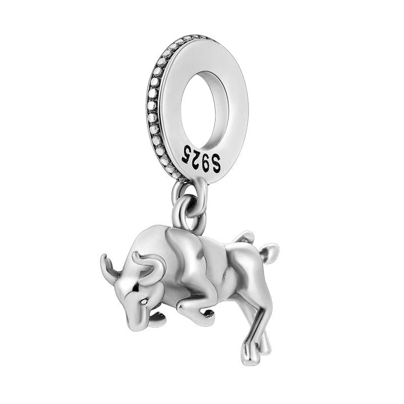 Spain Bullfight Bull Dangle Charm for Bracelet Necklace Silver Jewelry