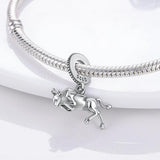 Spain Bullfight Bull Dangle Charm for Bracelet Necklace Silver Jewelry