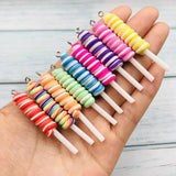 10pcs Colorful Clay Lollipop Charms for DIY Jewelry