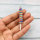 10pcs Colorful Clay Lollipop Charms for DIY Jewelry