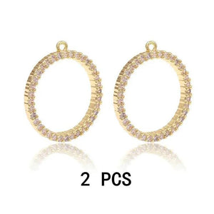 18MM Zircon Round Pendant 14K Plated Copper Jewelry Making Supplies