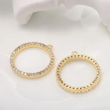 18MM Zircon Round Pendant 14K Plated Copper Jewelry Making Supplies